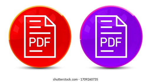 PDF document page icon isolated on glossy round buttons illustration