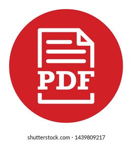 PDF document page icon vector isolated on flat red round button illustration