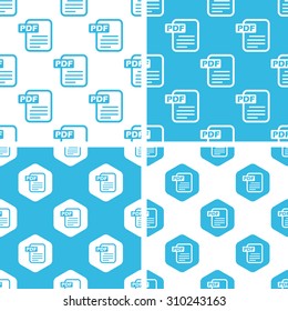 PDF document patterns set, simple and hexagon, blue and white