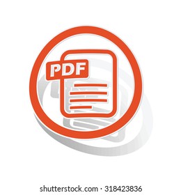PDF document sign sticker, orange circle with image inside, on white background
