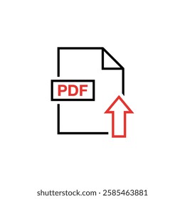 PDF Document Upload Icon Vector Template