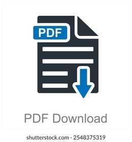 Conceito de ícone de documento e download de PDF