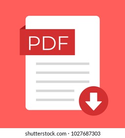 PDF download flat isolated icon. Vector cartoon illustration