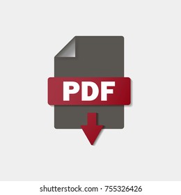 PDF download icon on background. PDF button.