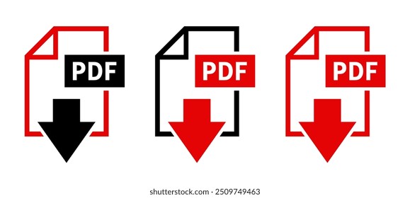 Ícones de download de PDF em fundo branco