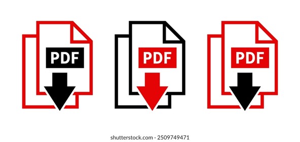 Ícones de download de PDF em fundo branco