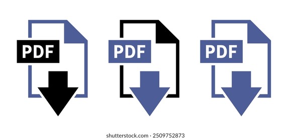 Ícones de download de PDF em fundo branco