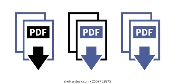 Ícones de download de PDF em fundo branco