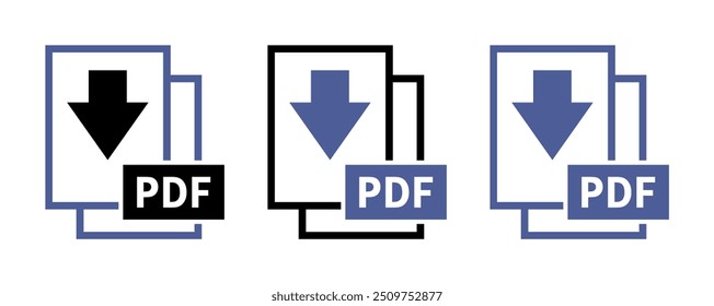 Ícones de download de PDF em fundo branco