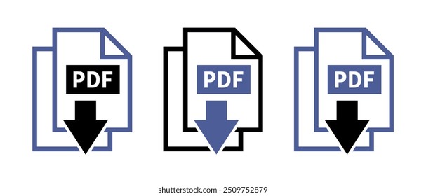 Ícones de download de PDF em fundo branco