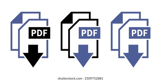 Ícones de download de PDF em fundo branco