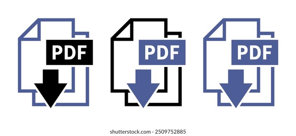 Ícones de download de PDF em fundo branco