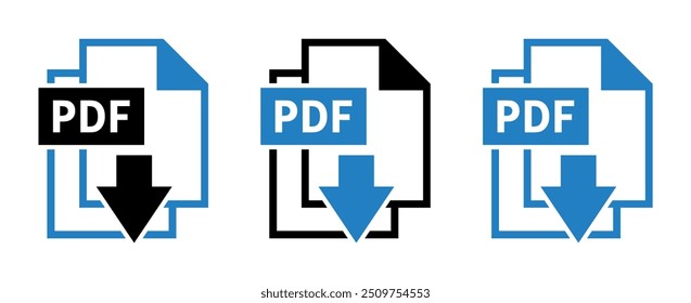 Ícones de download de PDF em fundo branco