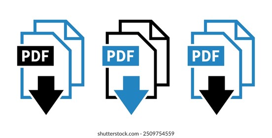 Ícones de download de PDF em fundo branco