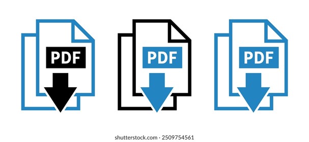 Ícones de download de PDF em fundo branco