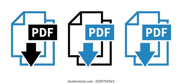 Ícones de download de PDF em fundo branco