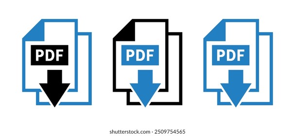 Ícones de download de PDF em fundo branco