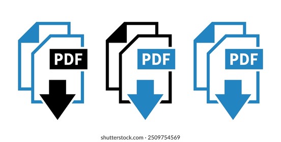 Ícones de download de PDF em fundo branco