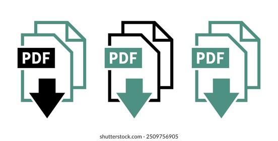 Ícones de download de PDF em fundo branco