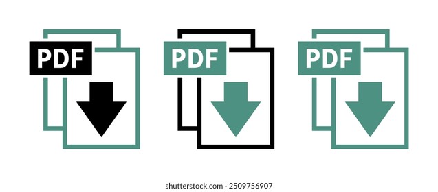 Ícones de download de PDF em fundo branco