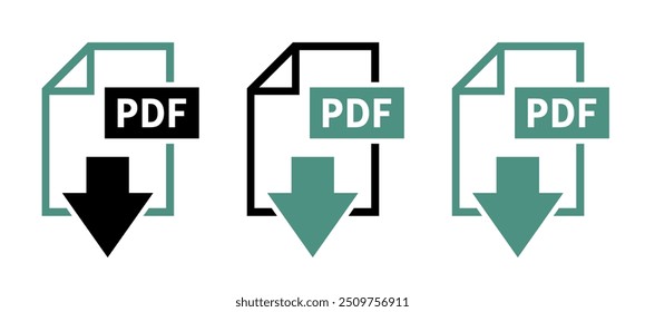 Ícones de download de PDF em fundo branco