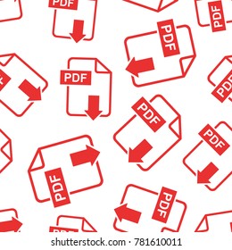 PDF download seamless pattern background. Business flat vector illustration. PDF format board sign symbol pattern.