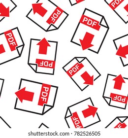 PDF download seamless pattern background. Business flat vector illustration. PDF format board sign symbol pattern.