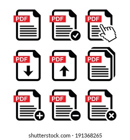 PDF download and upload icons set   