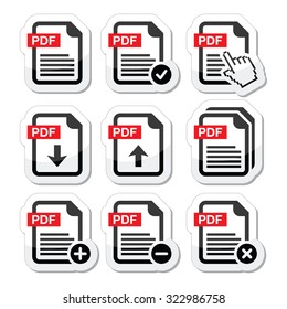 PDF download and upload icons set 