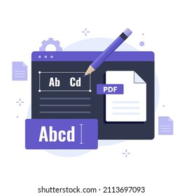 Pdf edit document illustration design concept. Illustration for websites, landing pages, mobile applications, posters and banners