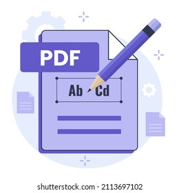 Pdf edit document illustration design concept. Illustration for websites, landing pages, mobile applications, posters and banners