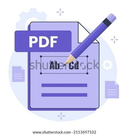 Pdf edit document illustration design concept. Illustration for websites, landing pages, mobile applications, posters and banners