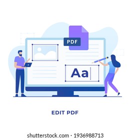 PDF edit fIle illustration concept. Illustration for websites, landing pages, mobile applications, posters and banners