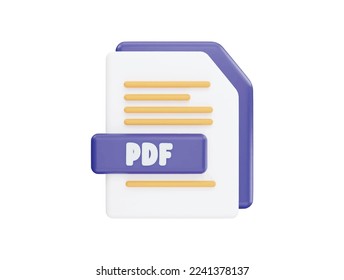 Pdf file with 3d vector icon cartoon minimal style