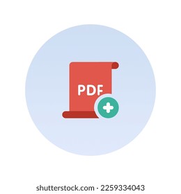 Pdf file with add icon, Flat vector illustration for web and mobile interface, EPS 10