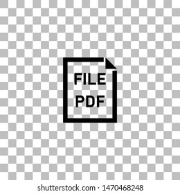 PDF File. Black flat icon on a transparent background. Pictogram for your project