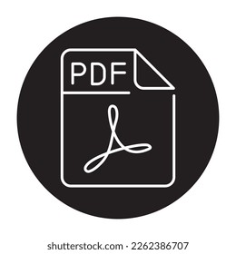 PDF file color line icon. Format and extension of documents.