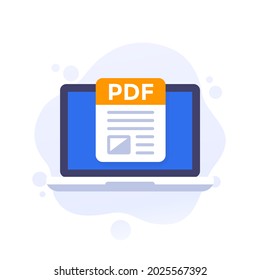 PDF file in computer vector icon