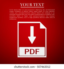 PDF file document flat icon on red background. Vector Illustration