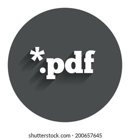PDF file document icon. Download pdf button. PDF file extension symbol. Circle flat button with shadow. Modern UI website navigation. Vector