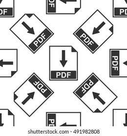 PDF file document icon seamless pattern on white background. Vector Illustration