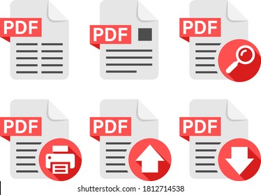 PDF file document icon symbol set collection isolated