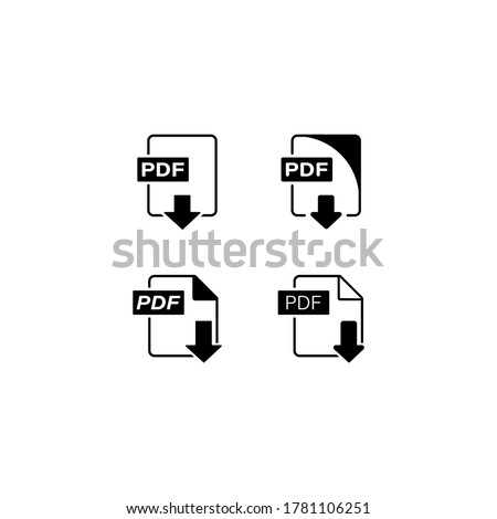 PDF file download button icon. Vector on isolated white background. EPS 10.