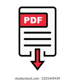 PDF file download icon. PDF data download. Vector.