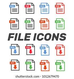 PDF file download icon. Document text, symbol web format information