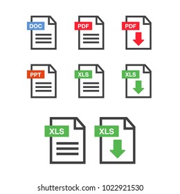 PDF file download icon. Document text, symbol web format information