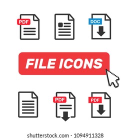 PDF file download icon. Document text, symbol web format informa