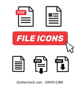 PDF file download icon. Document text, symbol web. Document icon