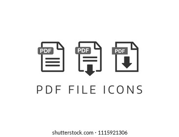 PDF File download icon. Document text, symbol web format information. Document icon set