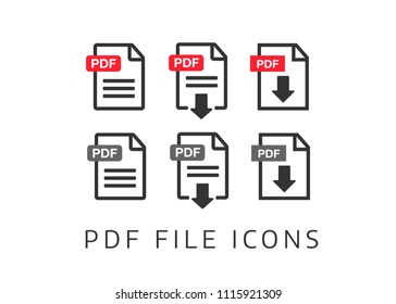 PDF File download icon. Document text, symbol web format information. Pdf icon